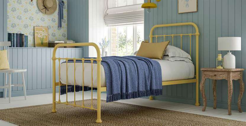 Yellow single store bed frame